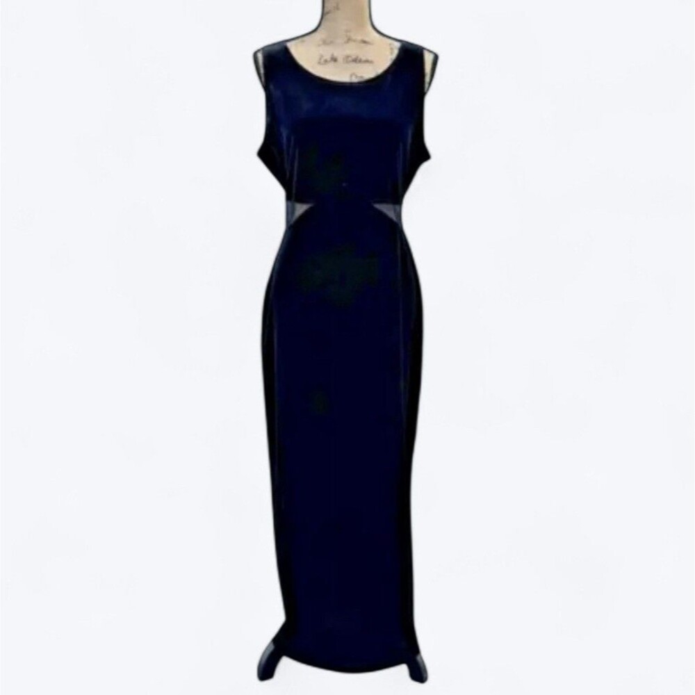 90s Vtg Molly Malloy Velvet Maxi Dress Sz 12 Sheer Waist Formal Party Whimsigoth